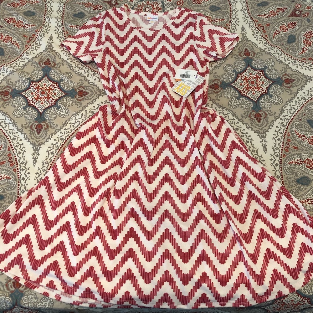 NWT LuLaRoe XXS Jessie - White and Pink Chevron!